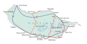 Carte du circuit de 8 jours sur l'île de Madère
